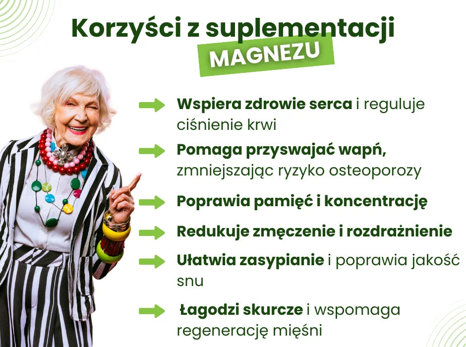 Korzyści z suplementacji magnezu - infografika