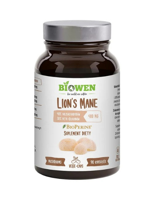 Suplement Biowen Lion’s Mane 90 kapsułek w brązowym słoiczku