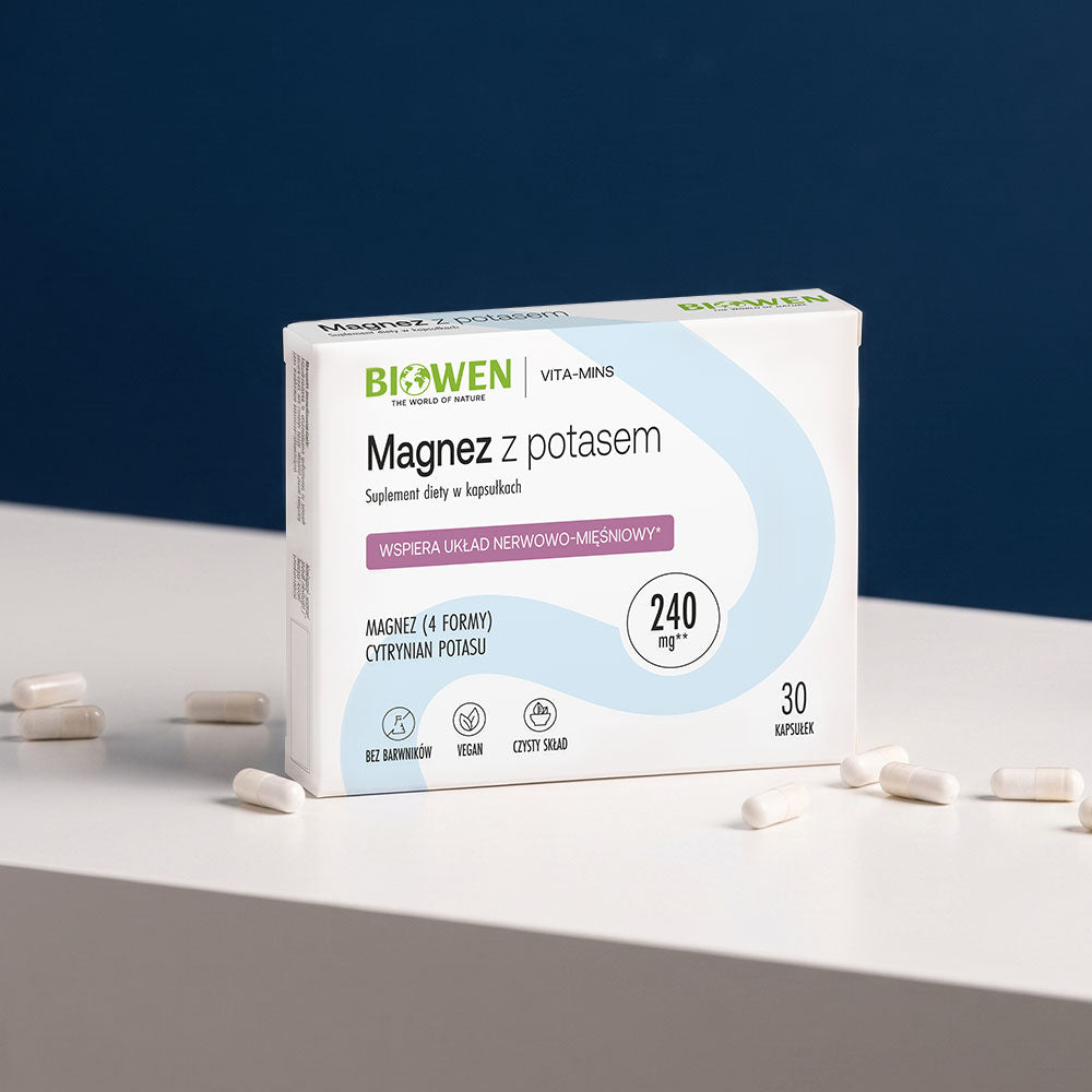 Magnez z potasem Biowen – suplement diety w kapsułkach wspierający równowagę elektrolitową i pracę mięśni