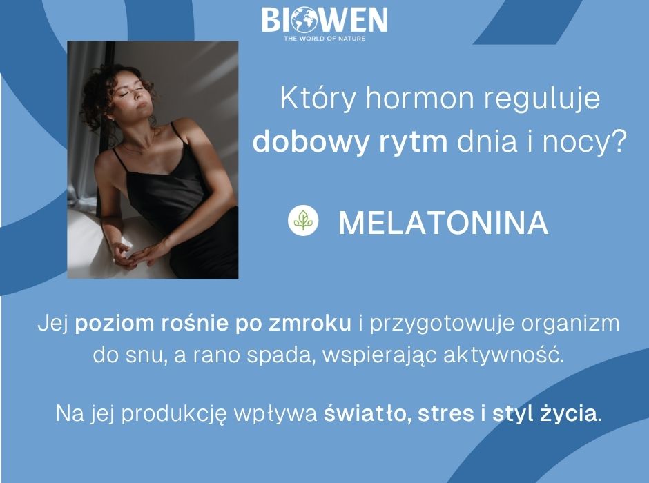 Melatonina - hormon regulujący rytm dobowy - infografika