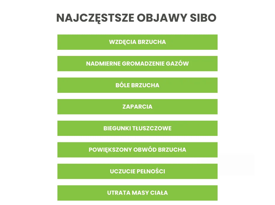 Najczęstsze objawy SIBO - infografika