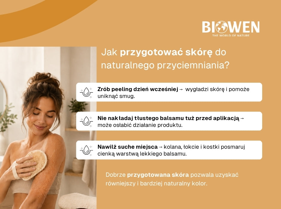 Jak przygotować skórę do naturalnego przyciemniania? - infografika