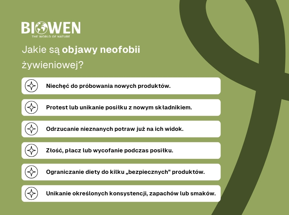 Objawy neofobii - infografika