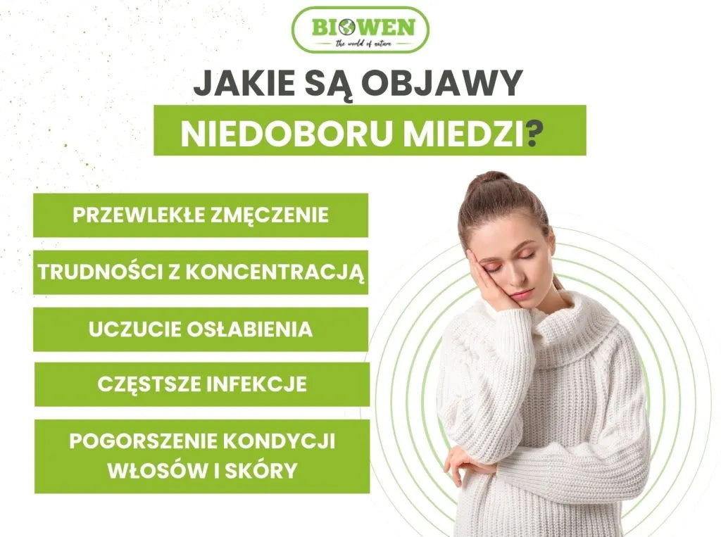Objawy niedoboru miedzi - infografika