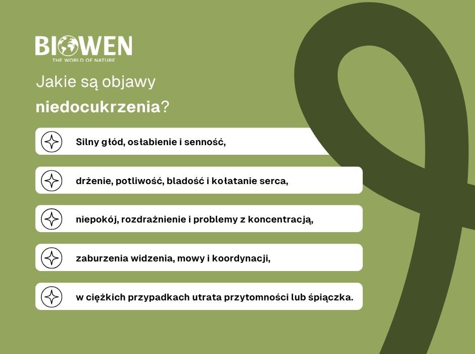 Objawy niedocukrzenia - infografika