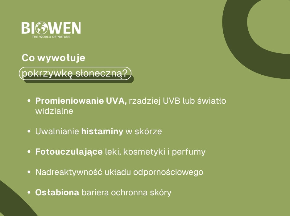 Co wywołuje 
pokrzywkę słoneczną? - nfografika