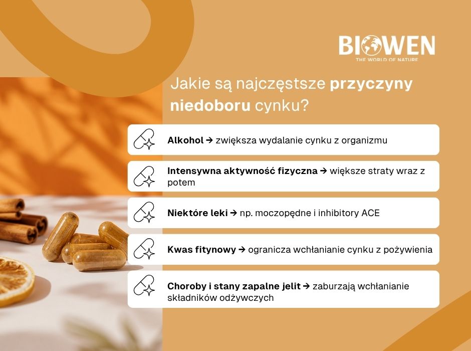 Jakie są najczęstsze przyczyny niedoboru cynku? - infografika