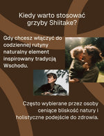 Infografika Biowen Shiitake 90 kapsułek z opisem dla osób dbających o zdrowy styl życia