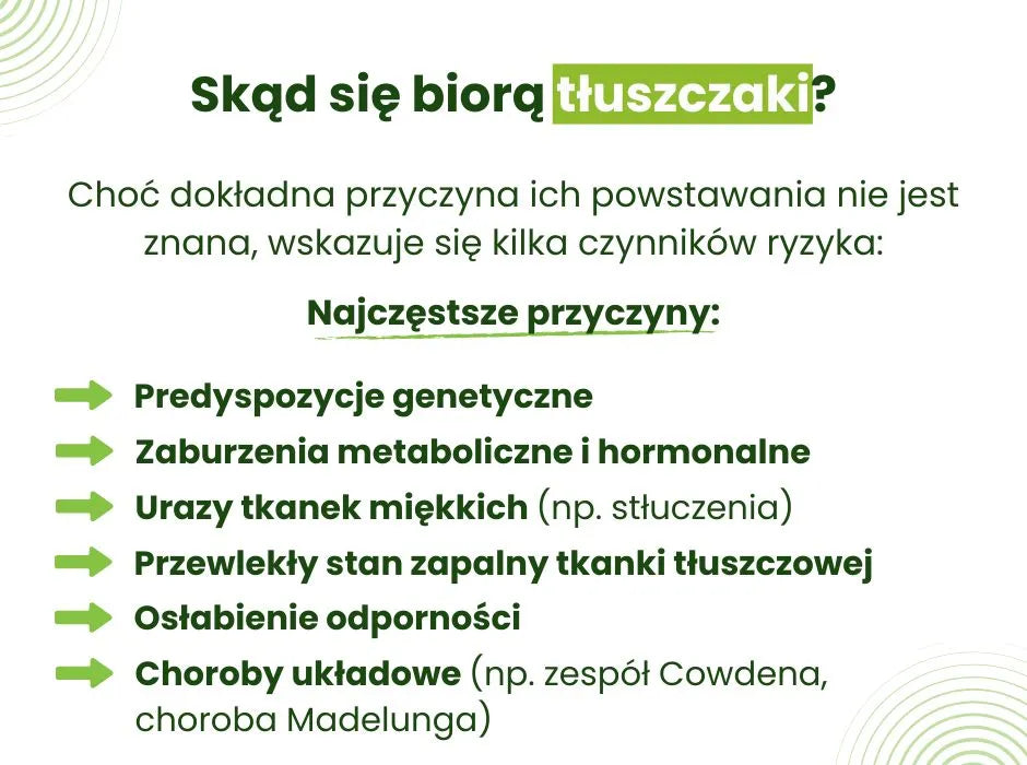 Zbliżenie na grzbiet ręki z widocznym tłuszczakiem pod skórą, ukazujące charakterystyczną, miękką wypukłość na powierzchni skóry.