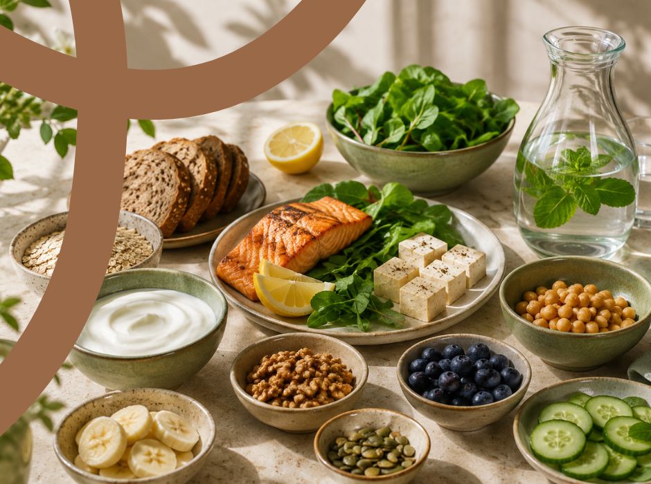 Produkty bogate w tryptofan, m.in. łosoś, jajka, tofu, jogurt, ciecierzyca i pestki dyni.