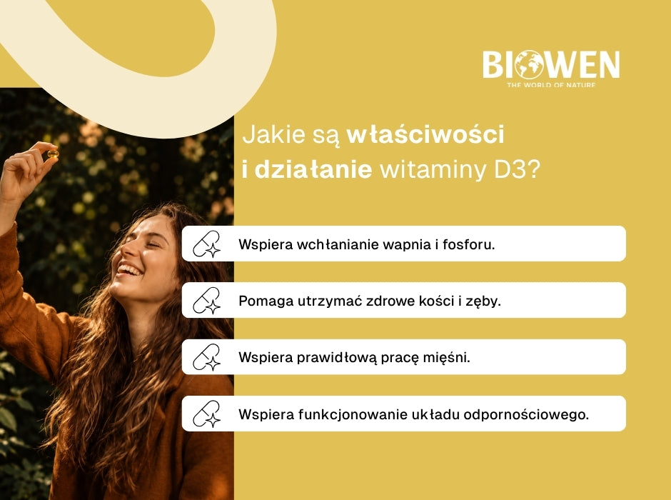 Jakie są właściwości 
i działanie witaminy D3? - infografika