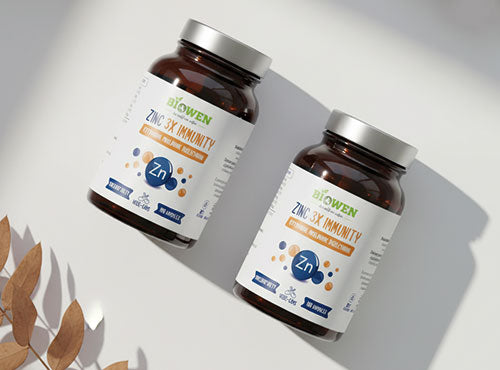 Dwa opakowania Cynk 3x Immunity Biowen 100 kapsułek. Kompleks trzech form cynku na wsparcie odporności.