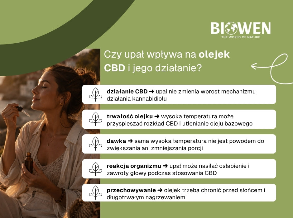 Czy upał wpływa na olejek CBD i jego działanie? - infografika