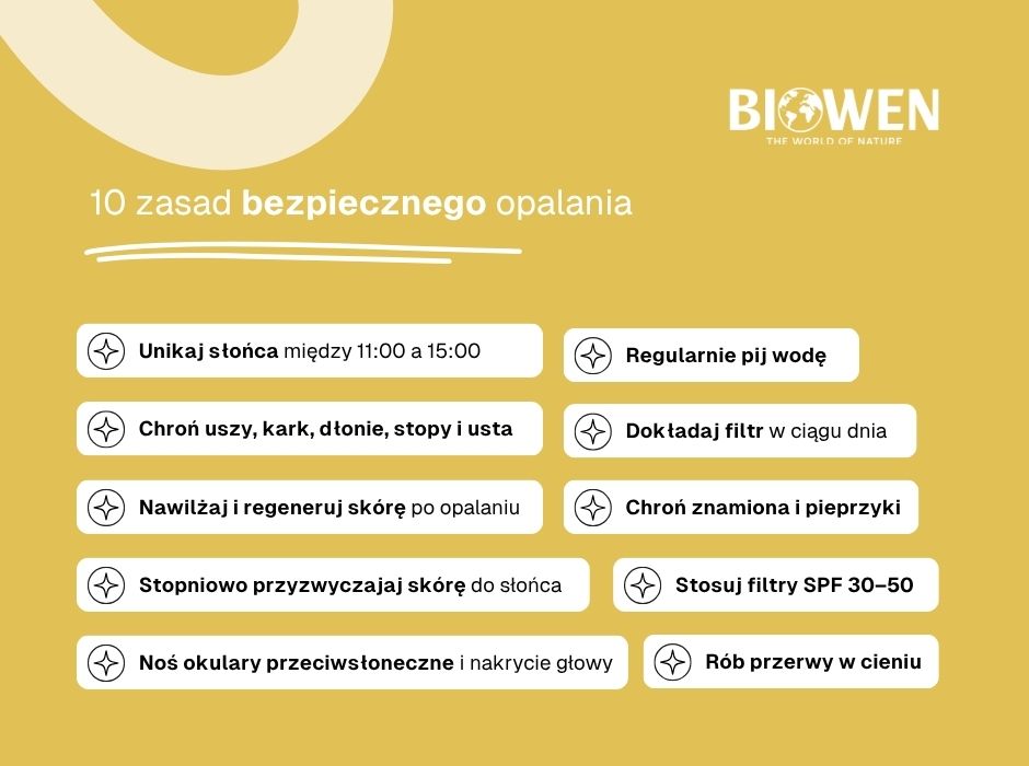 10 zasad bezpiecznego opalania - infografika