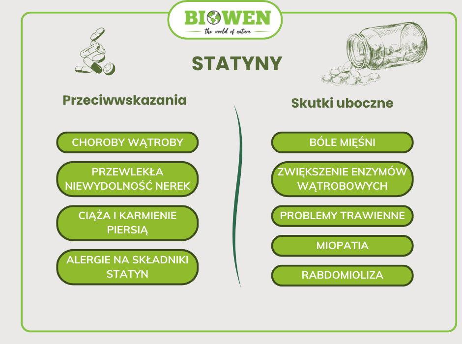 Statyny, przeciwwskazania i skutki uboczne - infografika