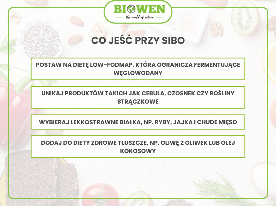 Co jeść przy SIBO? - infografika