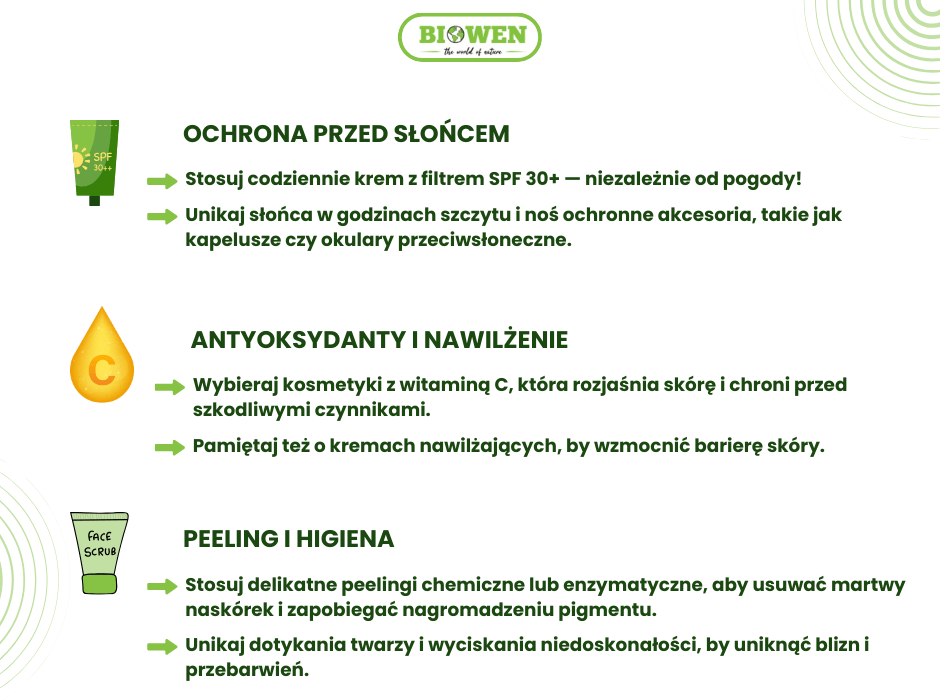 Codzienna pielęgnacja, która pomoże uniknąć przebarwień - infografika