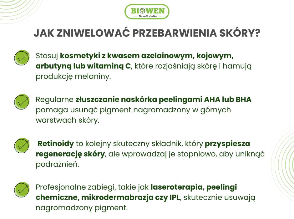 Jak zniwelować przebarwienia skóry - infografika