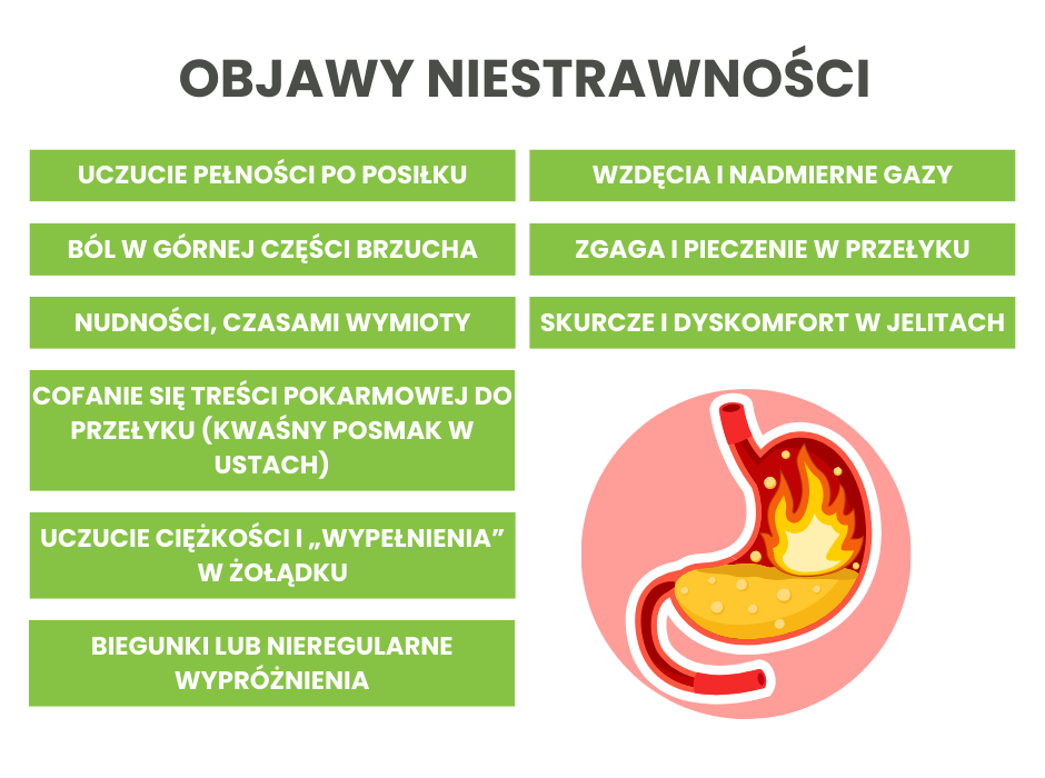 Objawy niestrawności - infografika