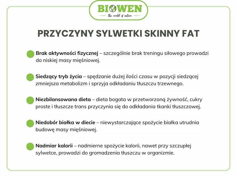 Przyczyny sylwetki skinny fat - infografika