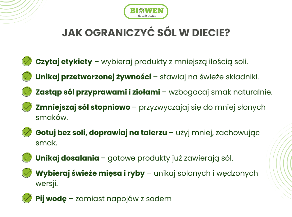 Sposoby na ograniczenie soli w diecie - infografika