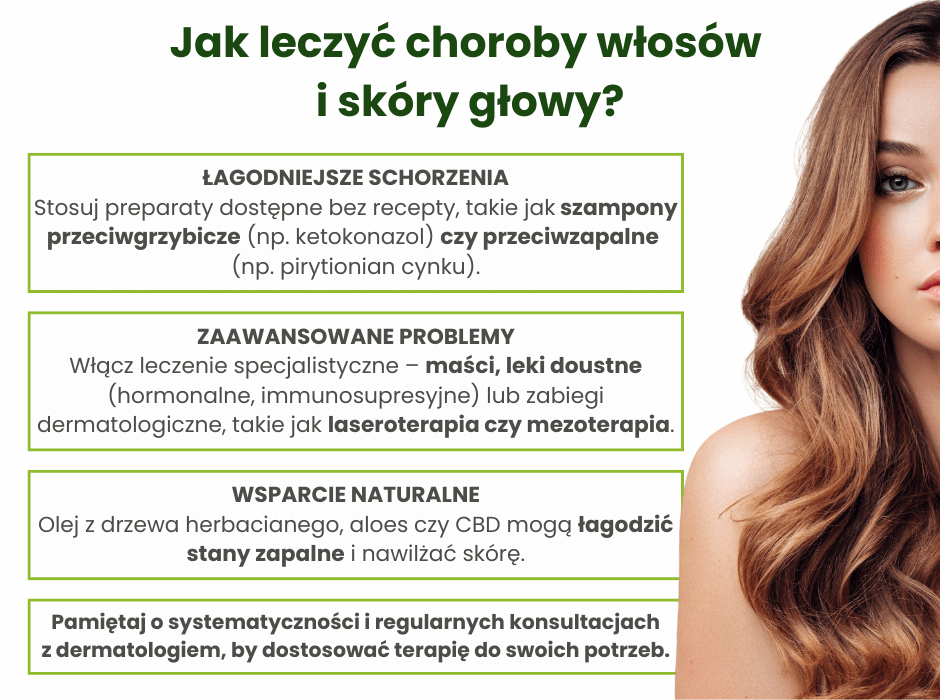 Jak leczyć choroby włosów i skóry głowy? - infografika