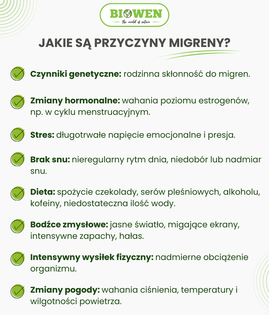 Jakie są przyczyny migreny? - infografika