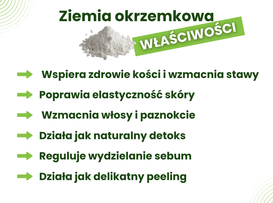 Ziemia okrzemkowa właściwości - infografika