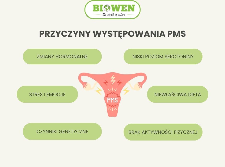 Przyczyny występowania PMS - infografika